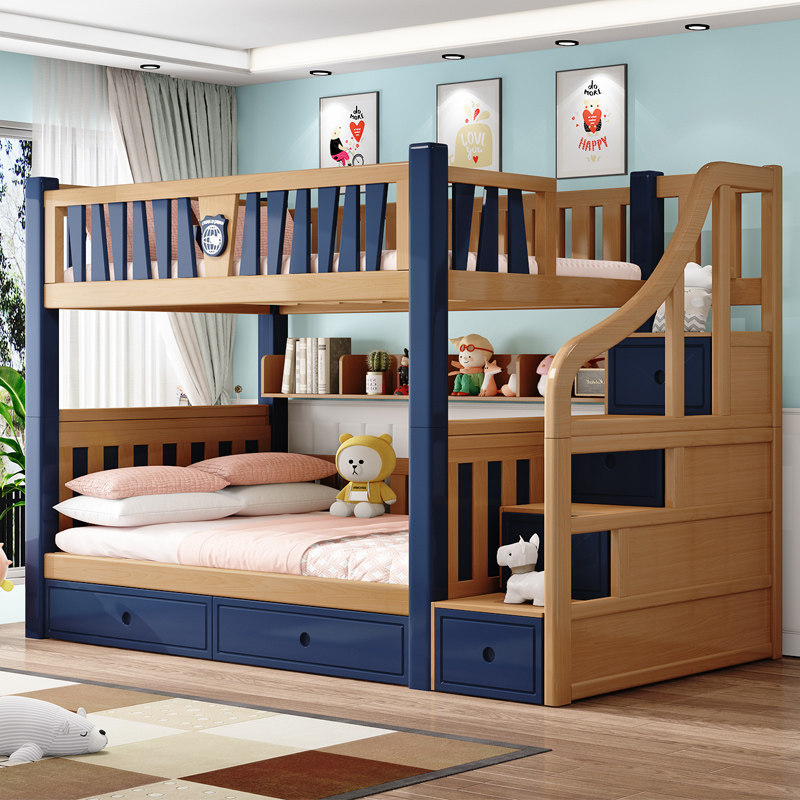 Bunk bed bunk bed all solid wood children's mother-in-law bed multifunctional combination bed small apartment high and low bunk adults