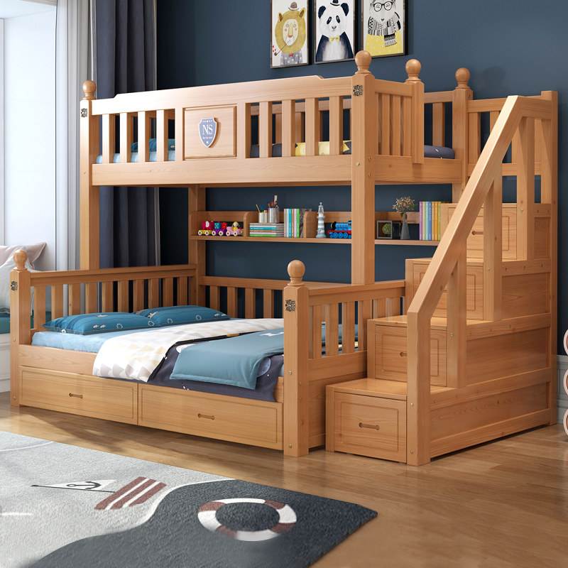 All solid wood bunk bed bunk bed multifunctional combination high and low bed two-story mother bed under the wooden bed bed bed