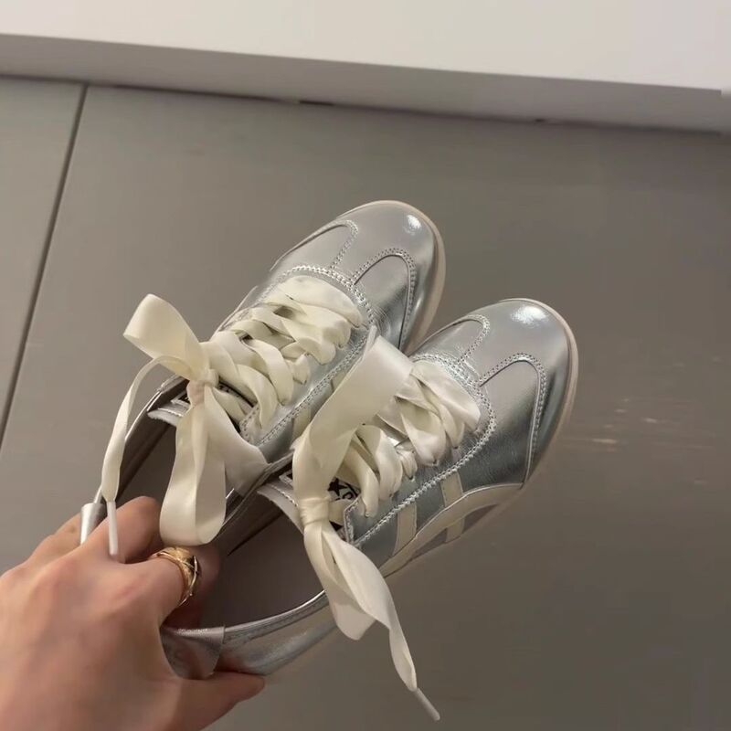 Silk Shoelaces, German-Style Training Shoes, Korean-Style Ballet-Style Satin Ribbons, DIY Sneakers, Lace Pearl Shoe Buckles, White and Gray Shoelaces Silk Shoelaces, German-Style Training Shoes, Korean-Style Ballet-Style Satin Ribbons, DIY Sneakers, Lace Pearl Shoe Buckles, White and Gray Shoelaces