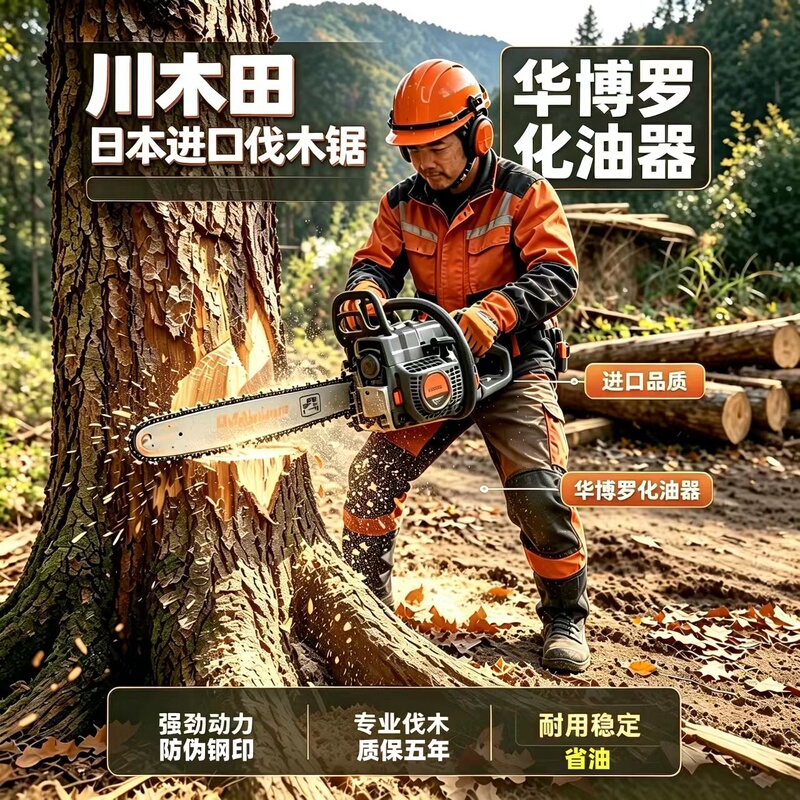 Japanese Imported Kawamoto Two-Stroke Gasoline Saw, High-Power Outdoor Tree Cutting Saw with Hua Bolo Carburetor Japanese Imported Kawamoto Two-Stroke Gasoline Saw, High-Power Outdoor Tree Cutting Saw with Hua Bolo Carburetor