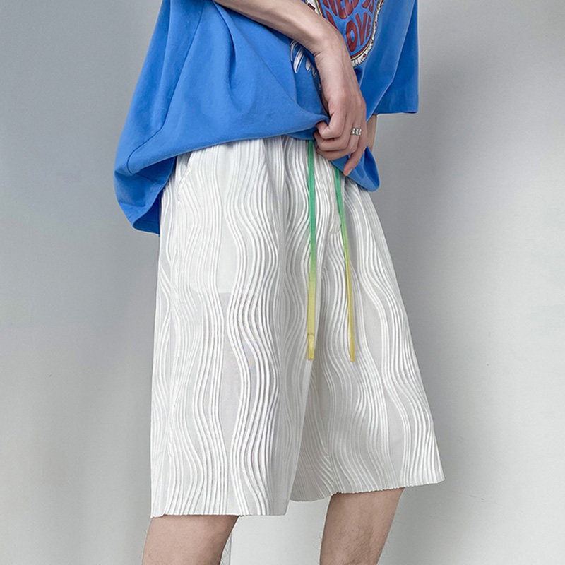 Large size Ice Ice Silk Shorts Male Summer Thin chubby fashion Outside Wearing cool High Street Tide Cards Loose Casual 50% Pants