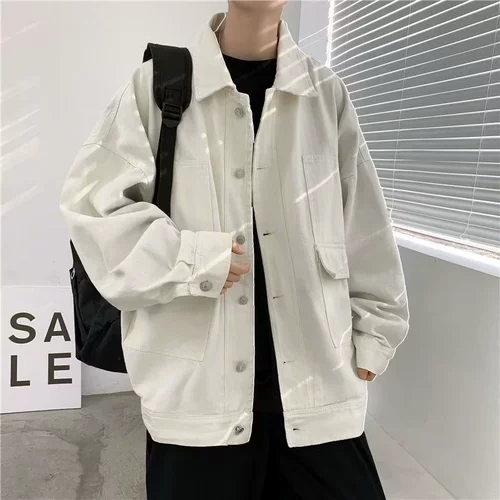 Японская джинсовая универсальная ретро куртка для отдыха, осенняя, свободный крой, в корейском стиле