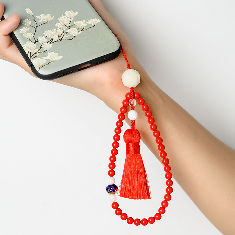 Home Sandal Retro Style Mobile Phone Hanging Rope Hanging String Hanging Hand Short Streaming Supendant Pendant Pendant Accessories With Wrist Defense Loss China Wind Art & Literature