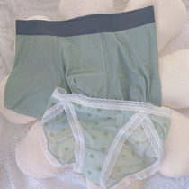 The Japanese system is pure desire for spring and autumn no trace thin silk couple's underwear set pure cotton sweet male and female friend Qixi gift