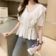 Áo sơ mi voan ngắn tay hàng đầu của phụ nữ mùa hè 2020 mới phong cách nước ngoài đèn lồng tay áo sơ mi ren đầu - Áo sơ mi chiffon ren