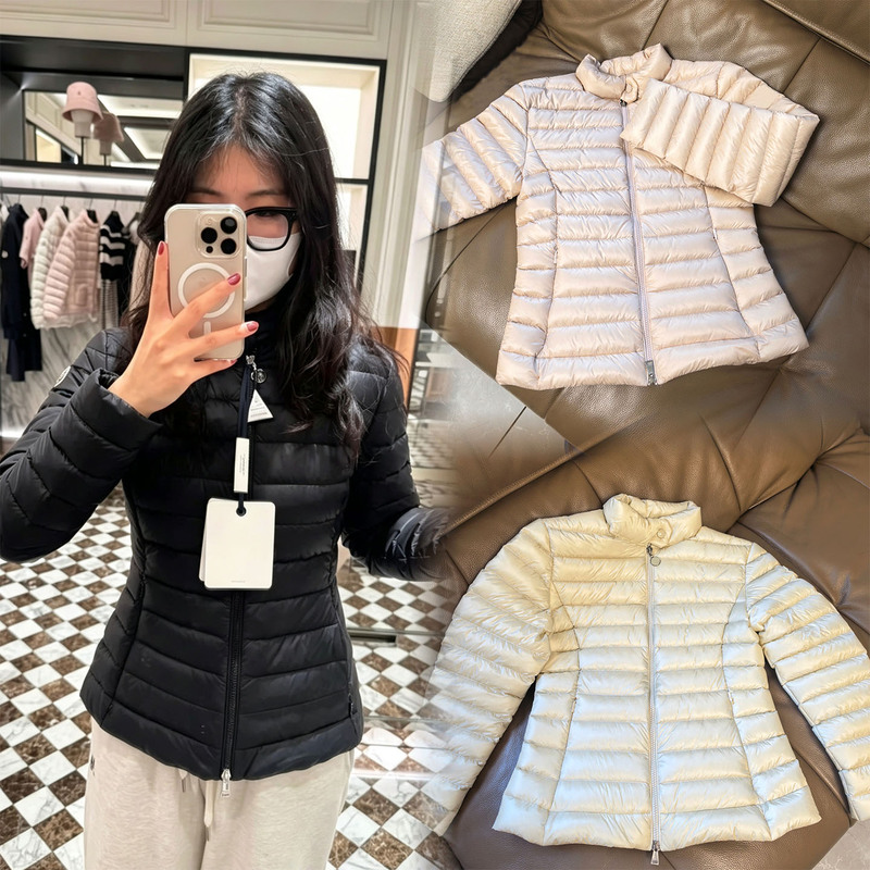 26S New Goose down m Mengjia Goose down Ribbed down Jacket Women's Slim Fit Lightweight Stand Collar Black Short Warm Coat