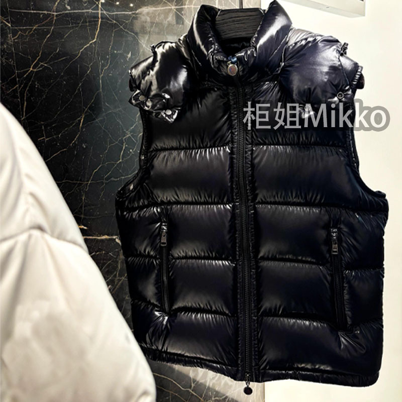25S Goose down m Mengjia Pocket down Vest for Women Tib Vest for Men with Stand Collar, Thickened Hooded Bor Loose Slim-Fit Jacket