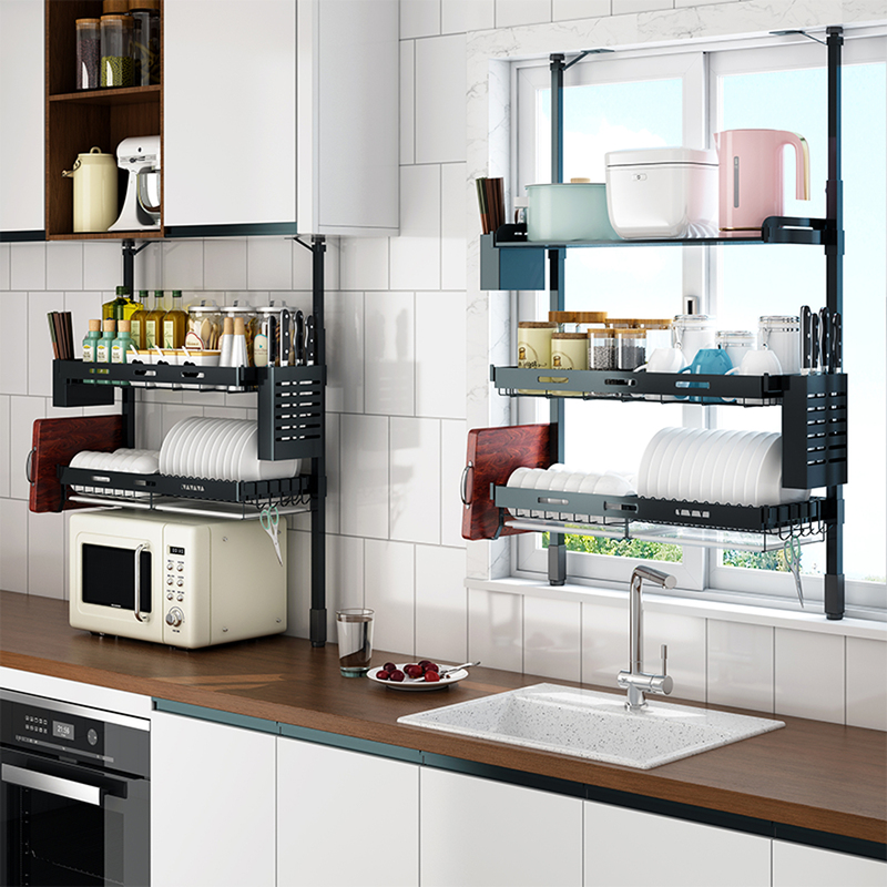 Sturdy and Sturdy Kitchen Storage Rack, Dish Storage Rack, Over-Sink Draining Rack, Window Sill Storage Rack