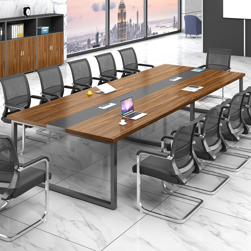 Office conference table long table simple modern steel wood training table rectangular office desk and chair combination negotiation table