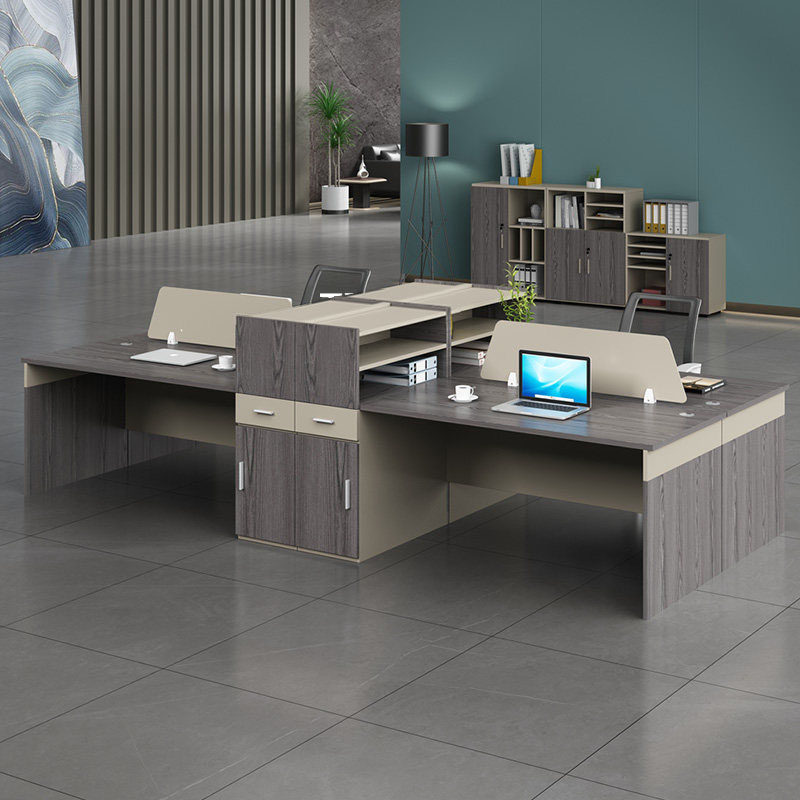 Face to face desk chair combination Double four places 4 6 Persons station Screen Staff Desk Suboffice