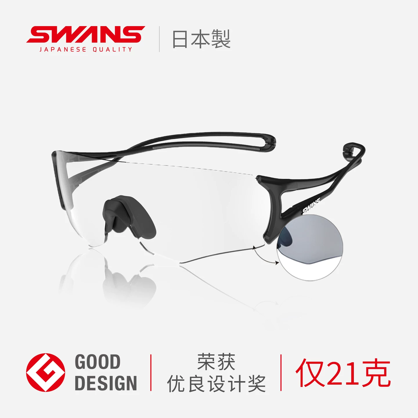 [SWANS狮王视马拉松专业跑步眼镜变色太阳镜 outdoors]