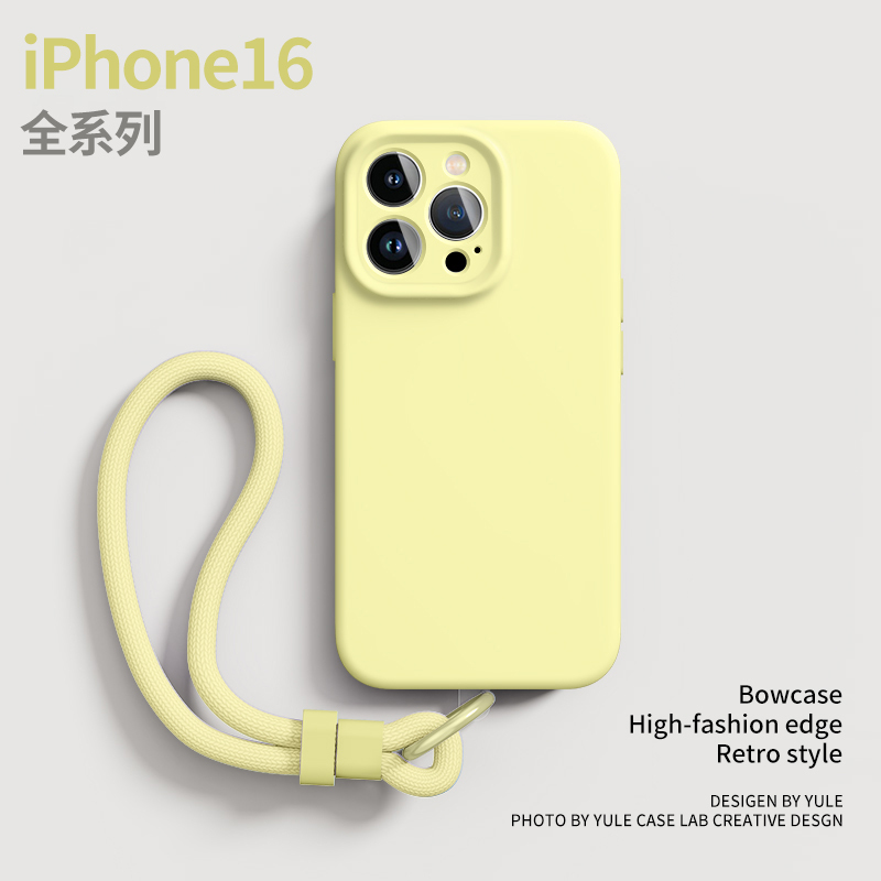 Imported Liquid Silicone Suitable for Apple 16 Pro Max Phone Case, New Model with Lanyard, Full Coverage Anti-Drop Protection, Premium Case for Women and Men, Heat Dissipation, Ultra-Thin, Simple, Solid Color