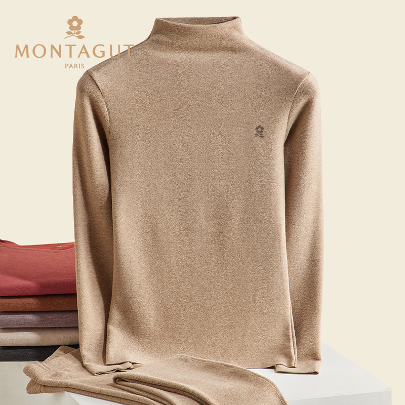 Dream-delicate silk cashmere semi-high-collar heating dress featuring plus duvet hair and autumn pants suit