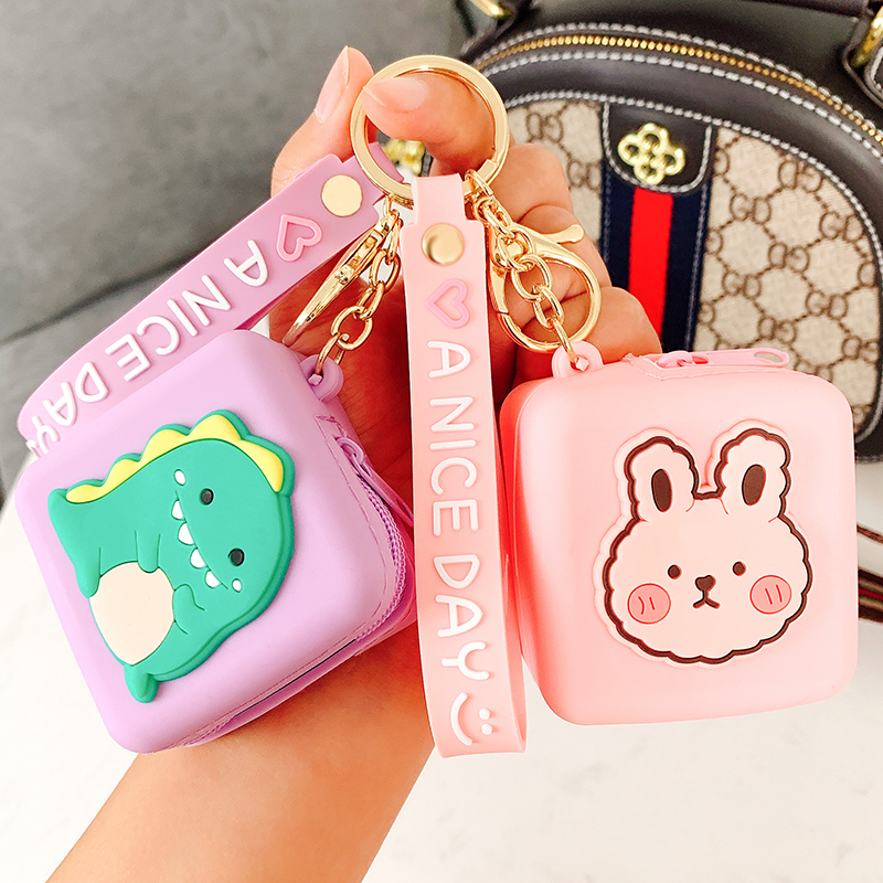 ins trend carry-on zero wallet pendant creative cute cartoon teenage girl car key buckle bag hanging decoration mesh red