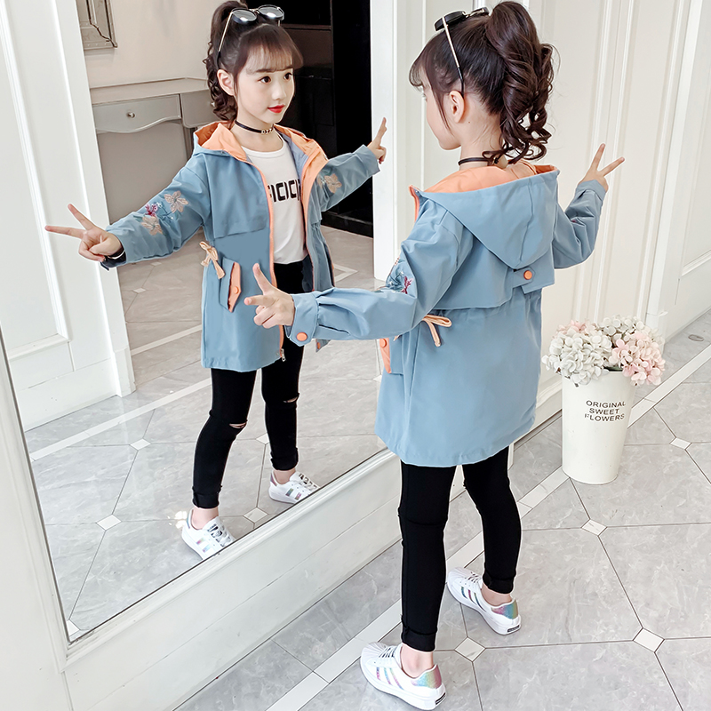 Girls autumn windbreaker jacket 2022 new Korean version of children's fashionable foreign style casual tops for big boys and girls
