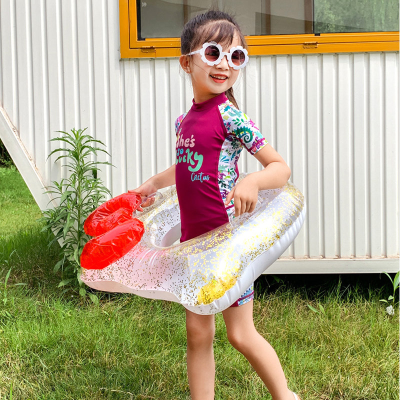 Adult seat ring boys and girls adult armpit ring cartoon cat transparent sequins lifesaving floating ring baby children swimming ring