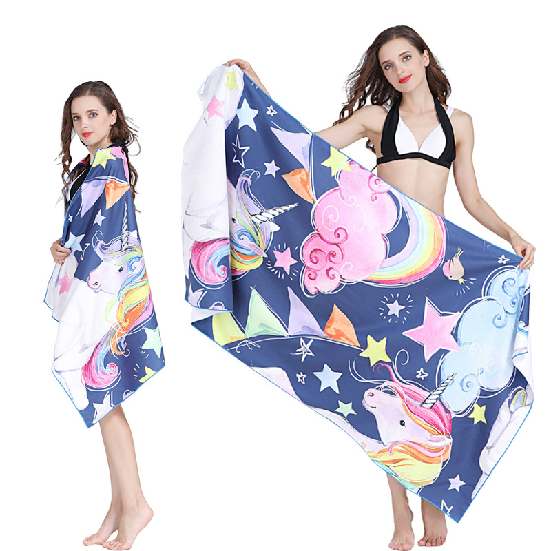 New female adult quick-drying double-sided velvet bath towel seaside swimming absorbent towel printed ethnic beach towel