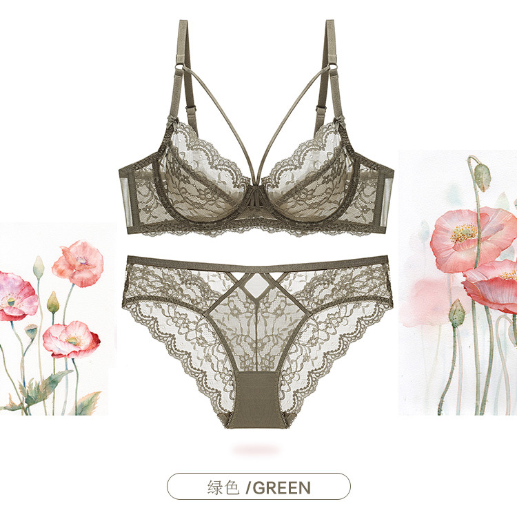 Sexy ultra-thin lingerie female suit lace transparent collection of breast bra large size to gather big breasts for small size