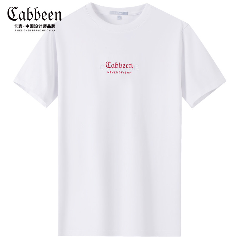 Cabins round collar white short sleeves T-shirt man 2022 new pure cotton embroidered blouse lovers casual T-shirt for men