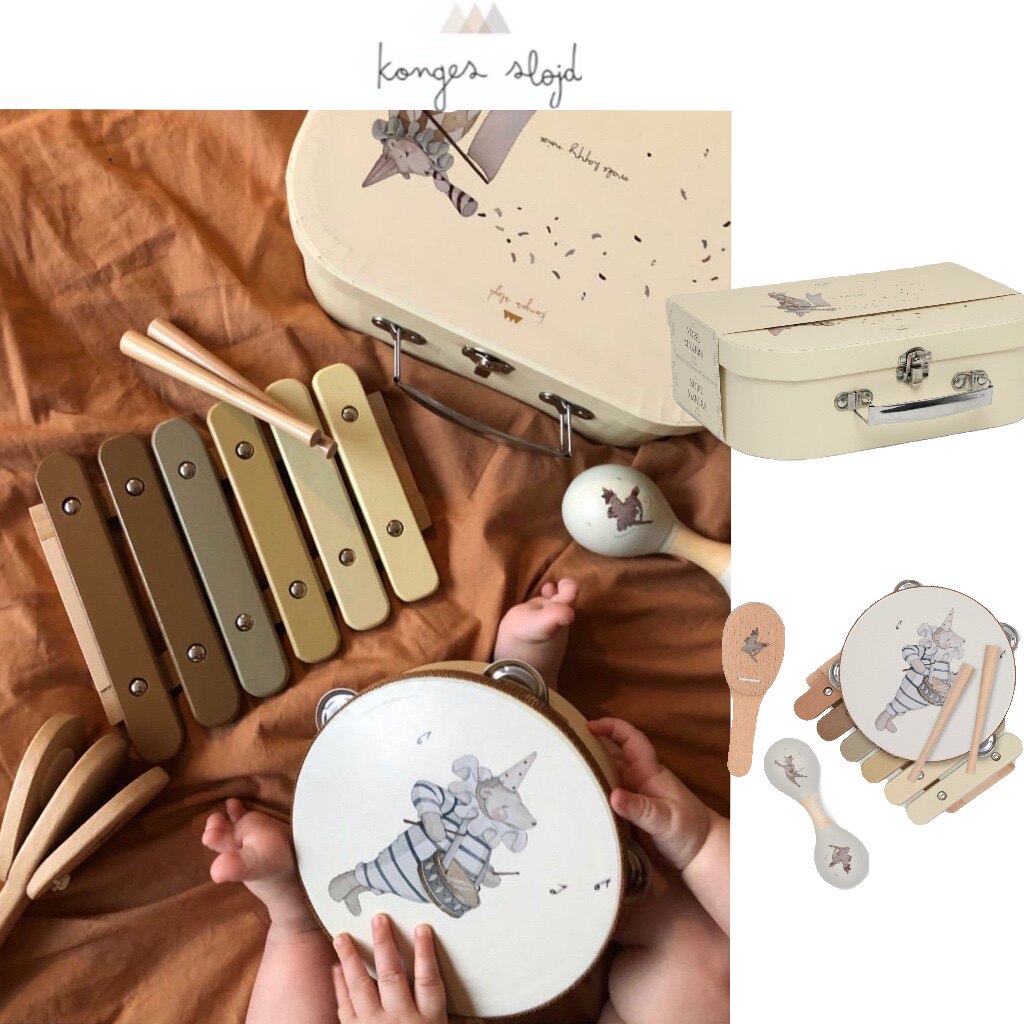 Danish Konges Slojd Baby Wooden Sandhammer Wooden Violin Knocks Music 4 Suit Toys