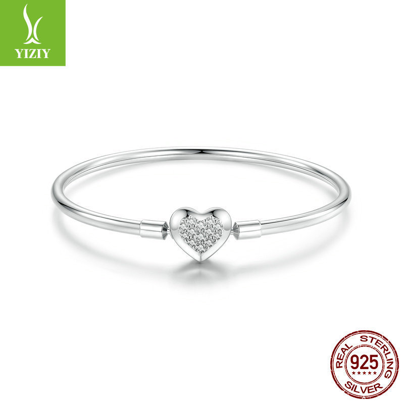 Love Heart Bracelet with Sparkling Zircon, Basic Heart Bracelet, European and American Fashion Versatile S925 Sterling Silver Heart-Shaped Beaded Bracelet Love Heart Bracelet with Sparkling Zircon, Basic Heart Bracelet, European and American Fashion Versatile S925 Sterling Silver Heart-Shaped Beaded Bracelet