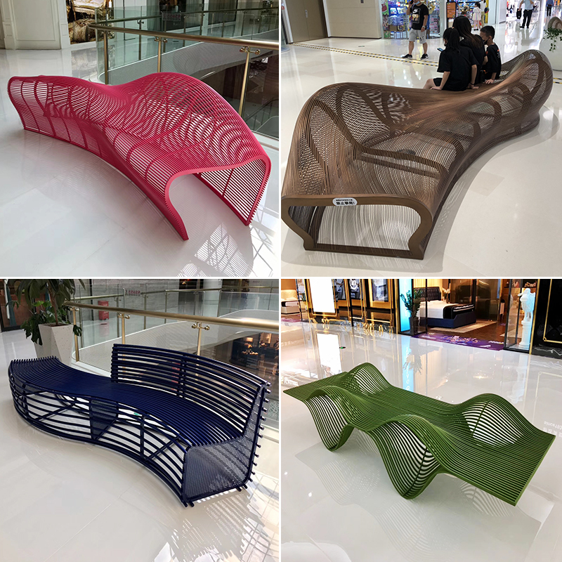 Shopping Mall Leisure Seating, Stainless Steel Hollow Art Bench, Metal Chair, Hotel Irregular-Shaped Sofa, Creative Rest Chair Shopping Mall Leisure Seating, Stainless Steel Hollow Art Bench, Metal Chair, Hotel Irregular-Shaped Sofa, Creative Rest Chair