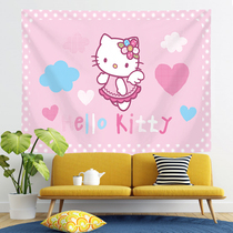 Hanging Wall Cloth Background Wall Background Cloth Hello Kitty Hung Bu Mei Girl Tapestry Tennis Red Photo Children room Cebu