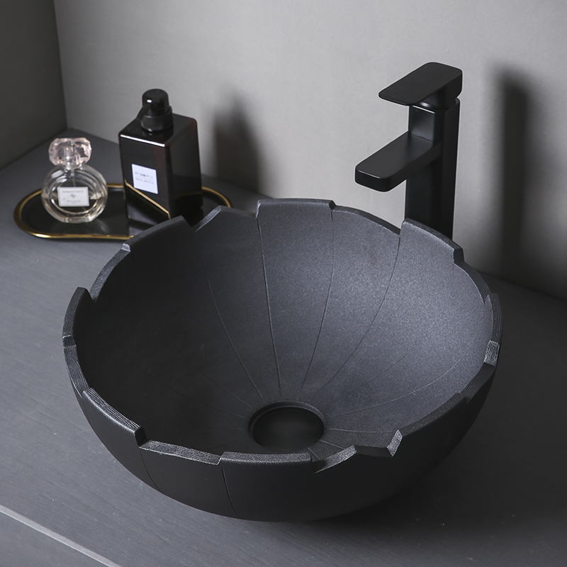 Black countertop basin personality creative art basin industrial wind ceramic wash basin household wash basin balcony pool plate