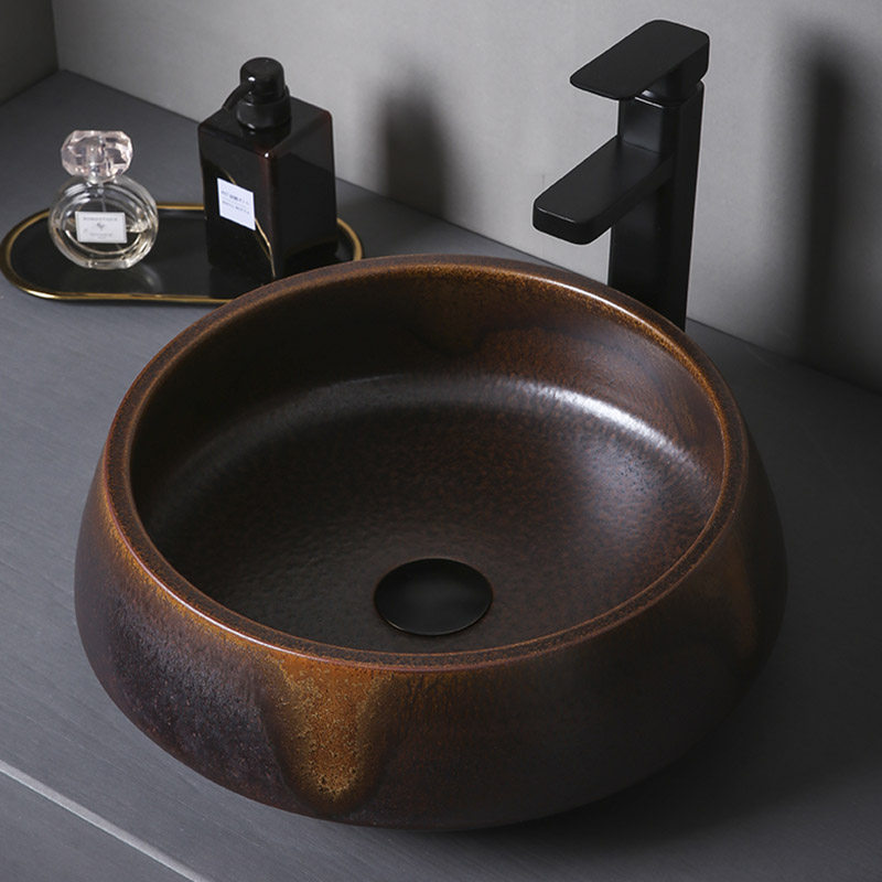 Extremely Minimalist Industrial Wind Terrace Basin Ceramic Washbasin Single Sink Retro Creative Art Terrace Basin Washbasin Balcony Face Basin