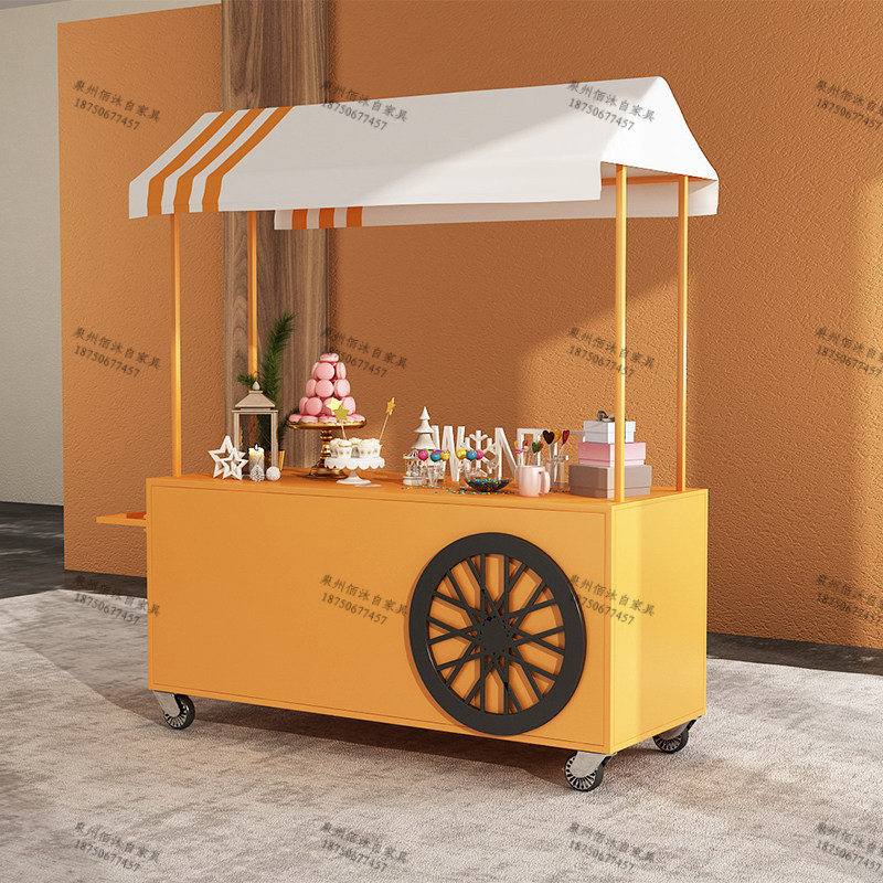 Wrought iron float ground stall market mobile sales truck trolley mall outdoor snack stall car display stand