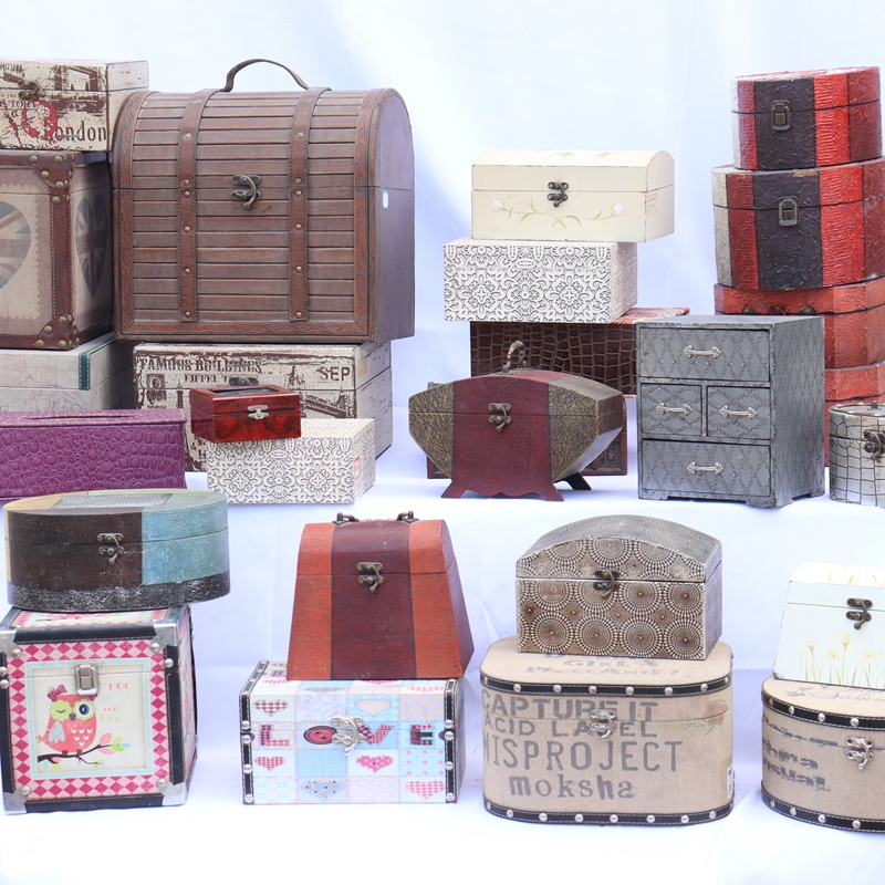 European retro box antique suitcase jewelry box jewelry box storage storage box homestay home accessories