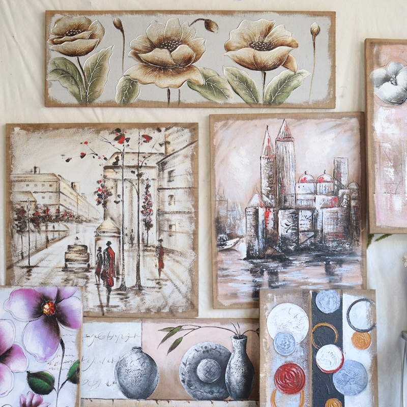 American oil painting hand-painted decoration living room porch corridor background character landscape art European retro Buddha statue hanging painting