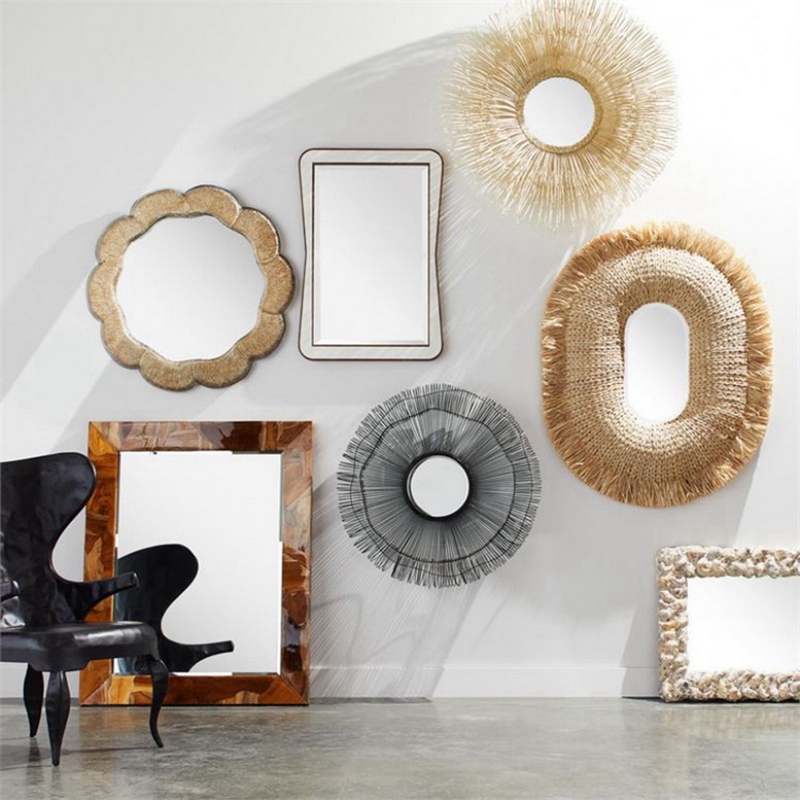 Large collection of orphans - American retro old wrought iron dressing mirror vanity mirror half body mirror wall bathroom decorative mirror