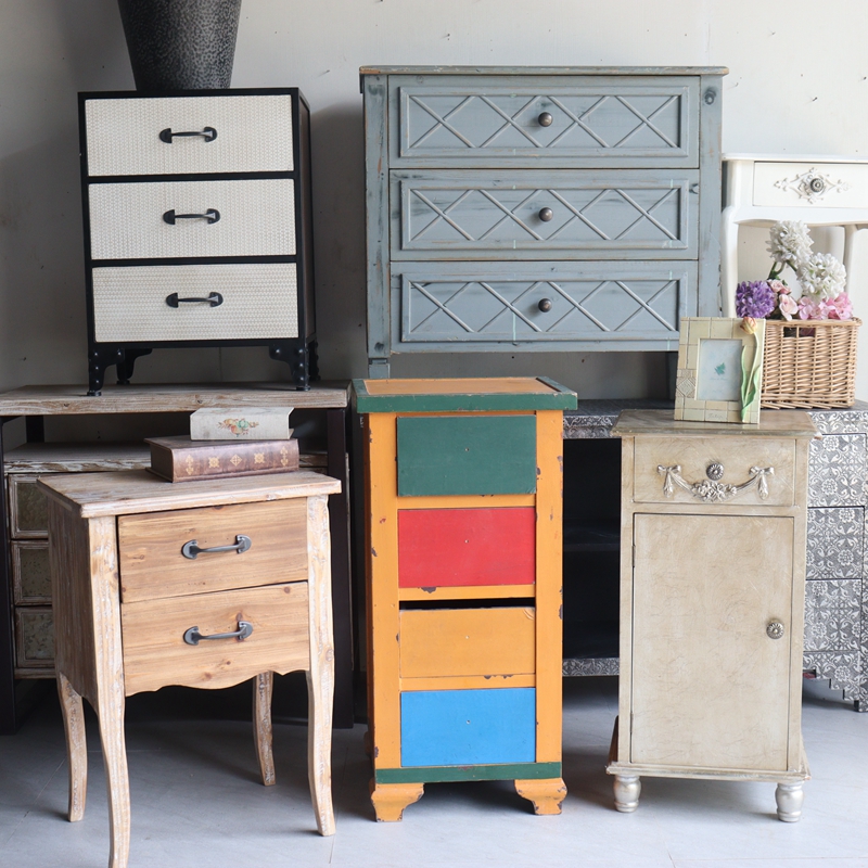 American soft orphan furniture antique and old decorative iron solid wood locker coffee table TV cabinet shoe cabinet outdoor