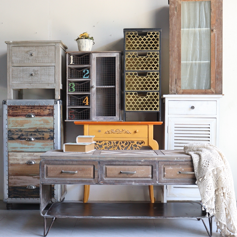 Lonelwood furniture cupboard American retro gardening Outdoor storage containing integral cabinet Soft dress TV Hyun Guan Shoes Cabinet Solid Wood