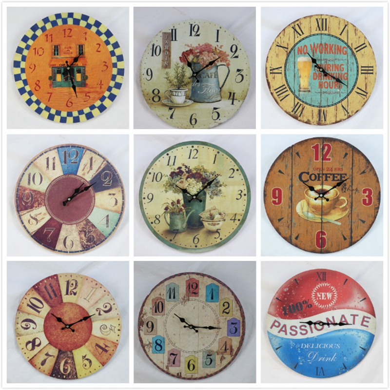 Lonely Pics Great Collection-American Countryside Style Creative Design Home Soft Decoration Antique Make Old Clock Plank Clocks