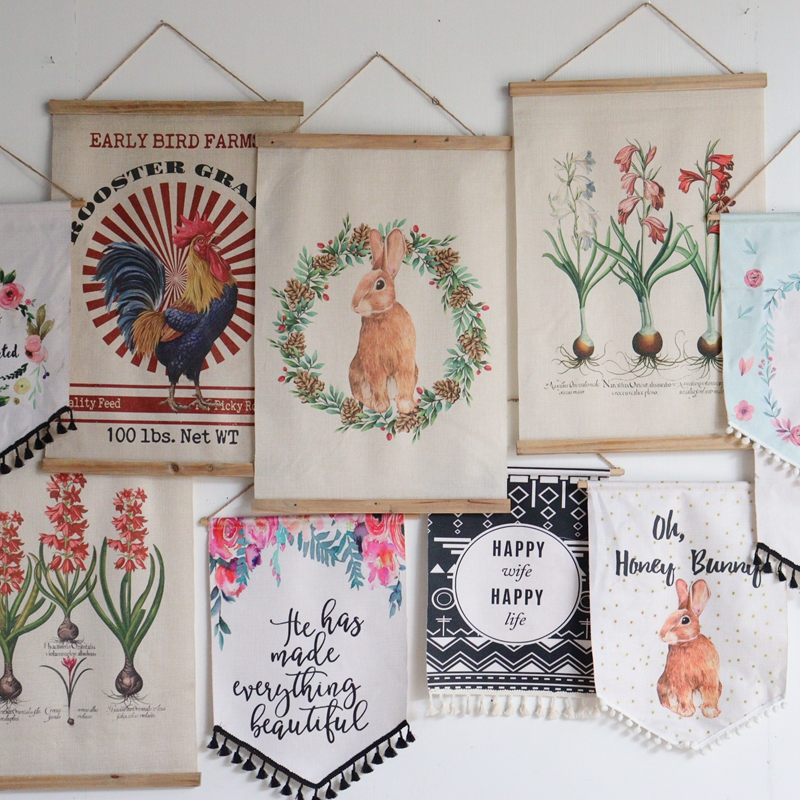 Nordic Wind Bedroom Decoration Hanging Fabric Living Room Background Cloth Electric Meter Box Shelter Cloth Cotton Numb Art Hanging Painting Tapestry Tapestry Wall Decoration