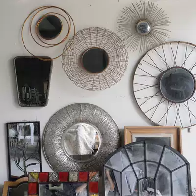 Large collection of solitary products-European and American light luxury high-end wall mirror rural solid wood carving mirror hanging mirror floor mirror