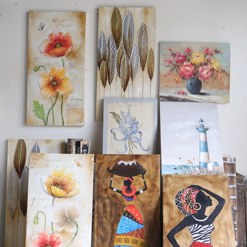 OLLOGY - European - style retro - nostalgic hand painting painter home decorated living room mural mural painting