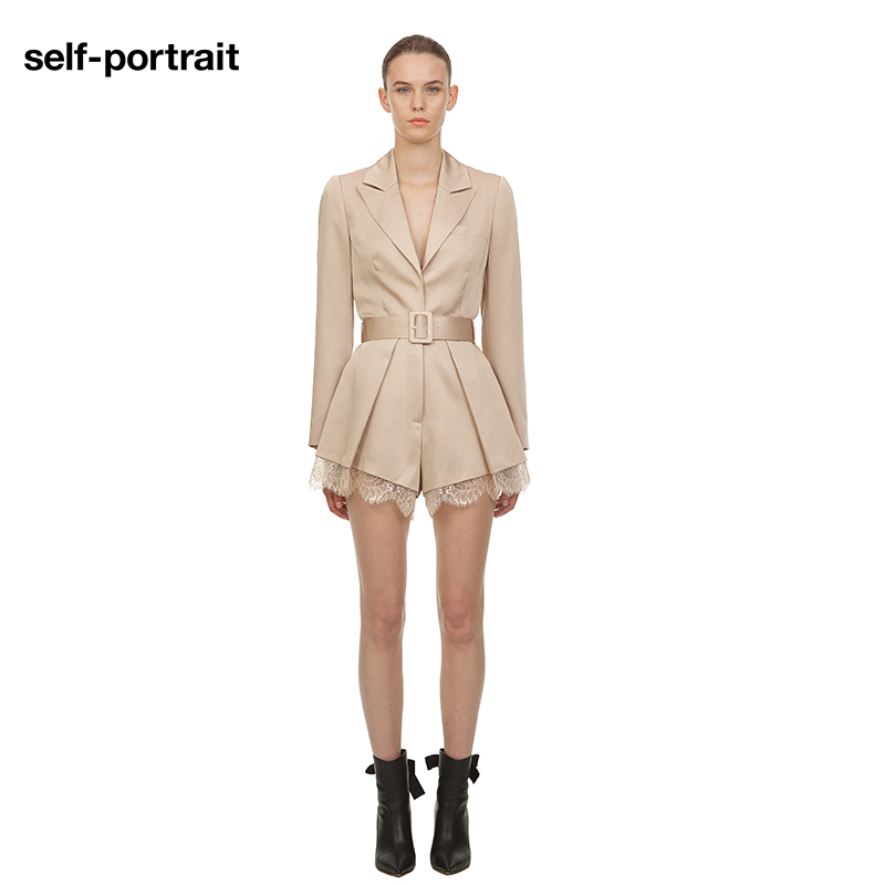 self-portrait waist silky high-end suit jumpsuit shorts