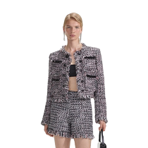 self-portrait 2024 autumn and winter new style black plaid small fragrant style braided tweed jacket top