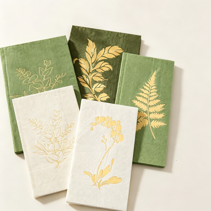 Solid Color Golden Leaf Party Napkins