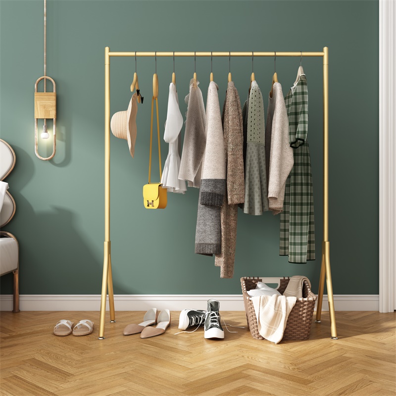 Nordic floor-to-ceiling drying rack balcony bedroom inside and outside dormitory net red cool hanging hanger single pole simple clothes rack