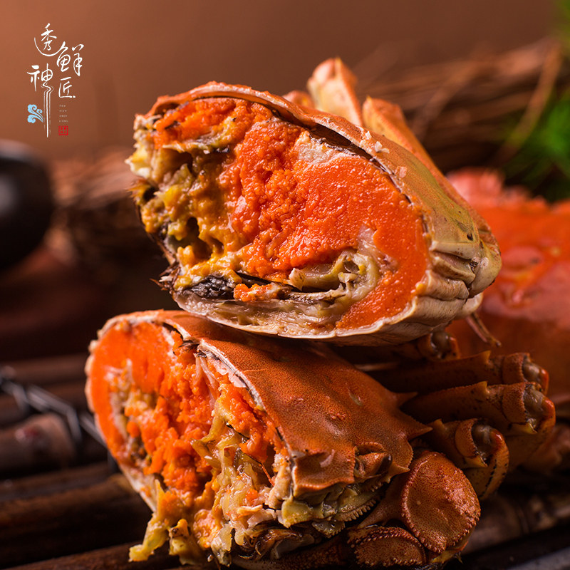 Hairy Crab Cooked Drunken Crab Whole Mother Flower Carved Drunken Crab Spicy Crab Crab Hairy Crab Fresh Ready-to-Eat Seafood Cooked Food Canned
