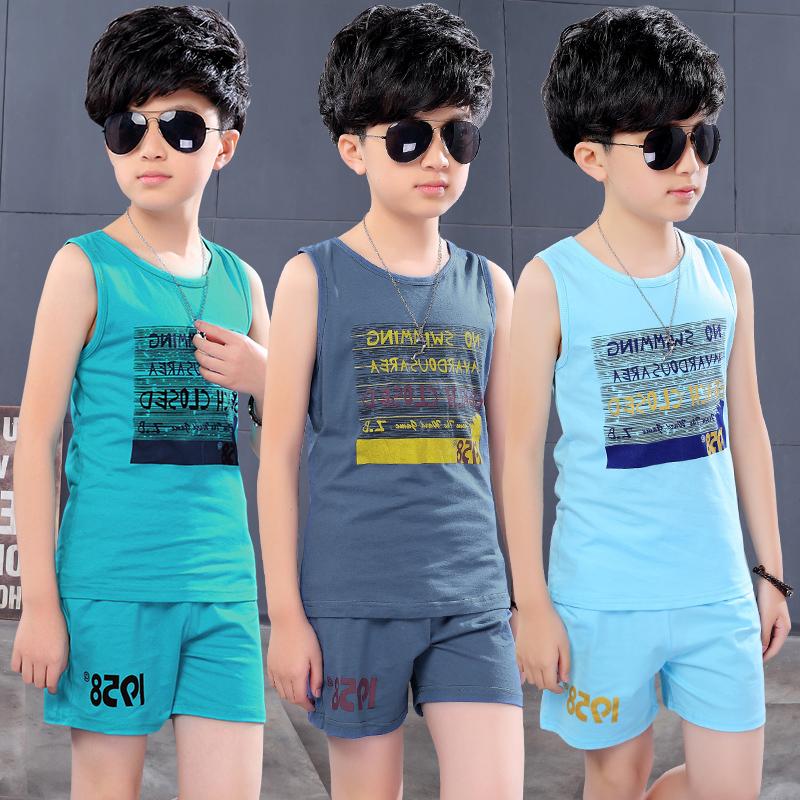 Boys bộ vest 2019 mới mùa hè váy vừa boys boys quần short cotton trẻ em dành cho trẻ em của hai mảnh mỏng.