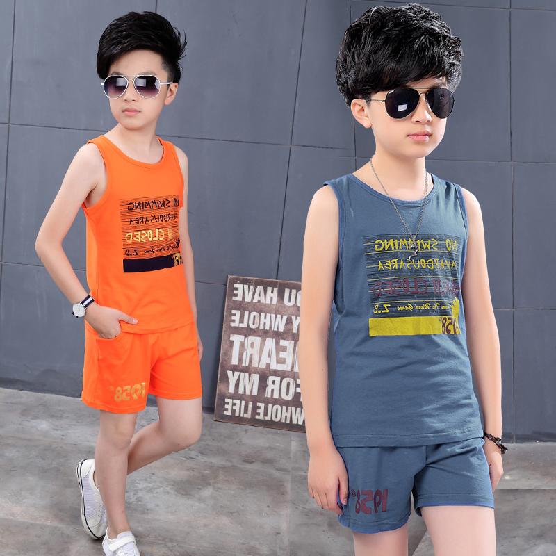 Boys bộ vest 2019 mới mùa hè váy vừa boys boys quần short cotton trẻ em dành cho trẻ em của hai mảnh mỏng.