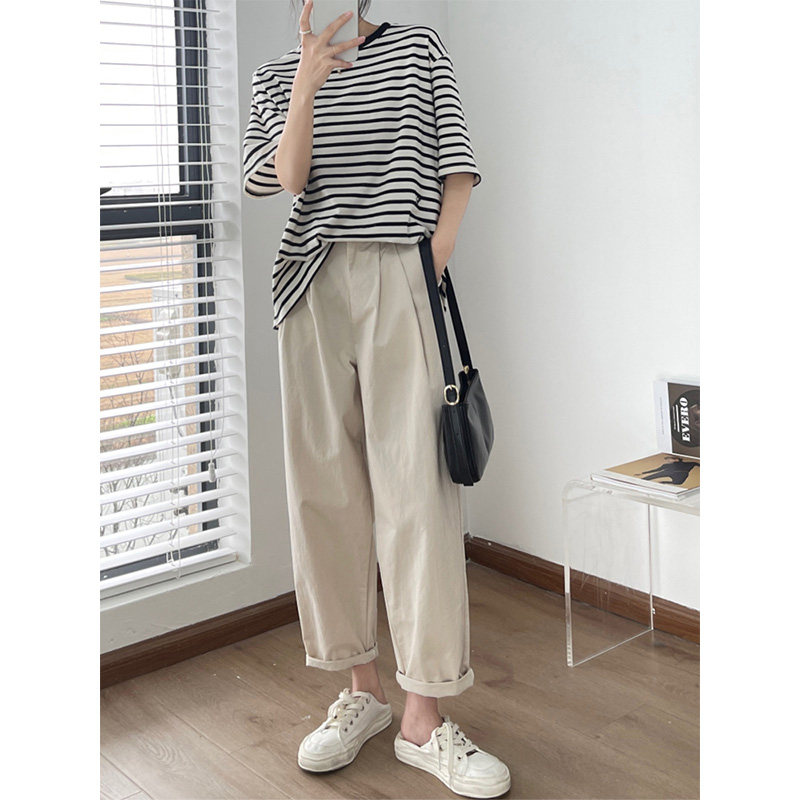 Large size women's pear-shaped body pants women's summer fat high waist tooling wide leg pants mm thin 200 catties thin trend