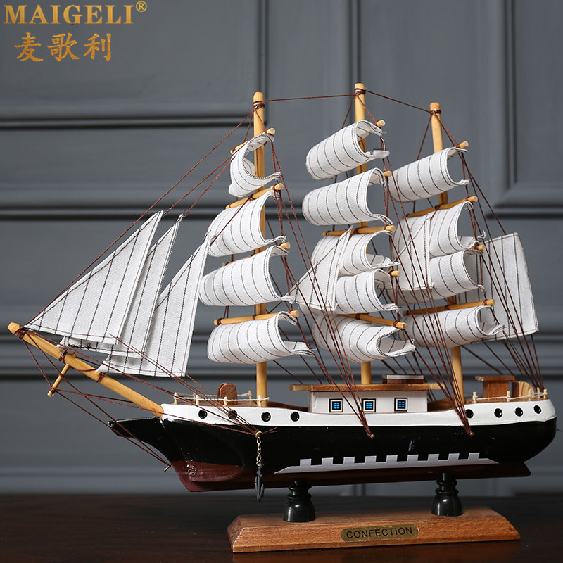 European style sailing wooden model wooden mounting parts creative home living room company office decoration opened