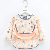 Baby eating bib childrens gown waterproof anti-dirty autumn and winter long-sleeved baby silicone bib men and women reverse wear protective clothing