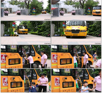 School bus pick up children go to school bus school bus school bus kindergarten school bus real video material
